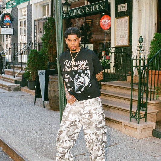 Snow Camo Leather Cargos