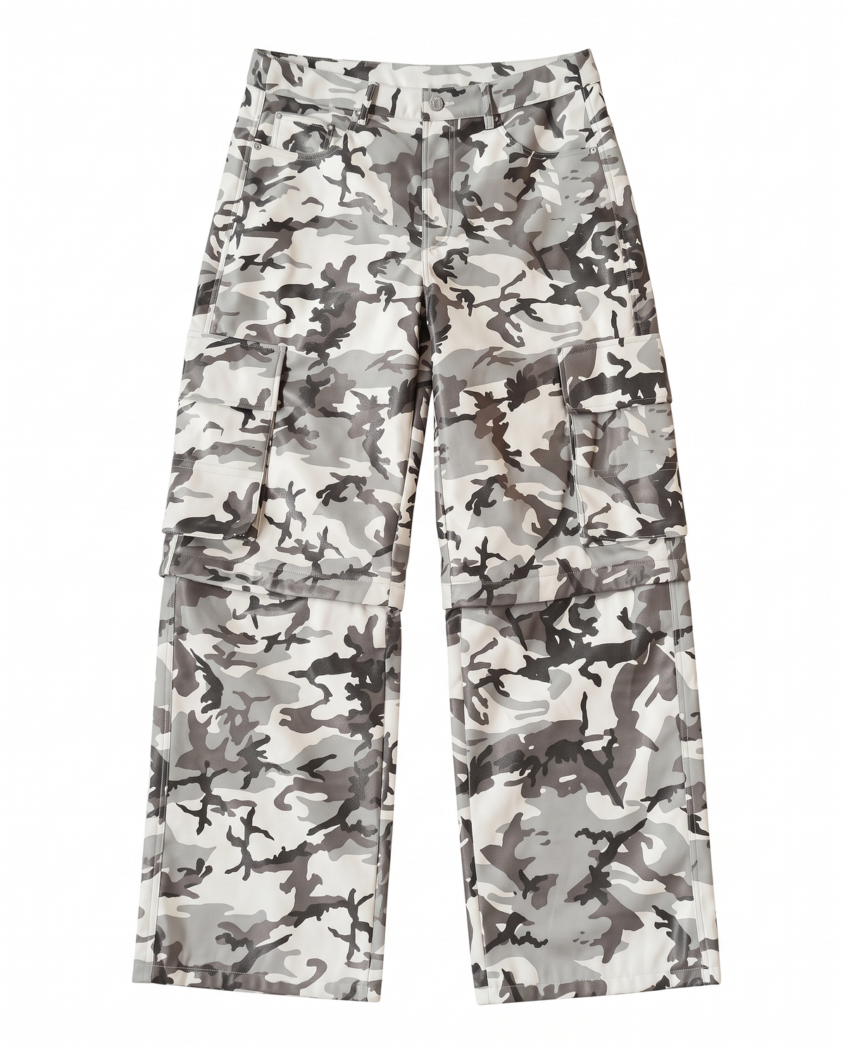 Snow Camo Leather Cargos