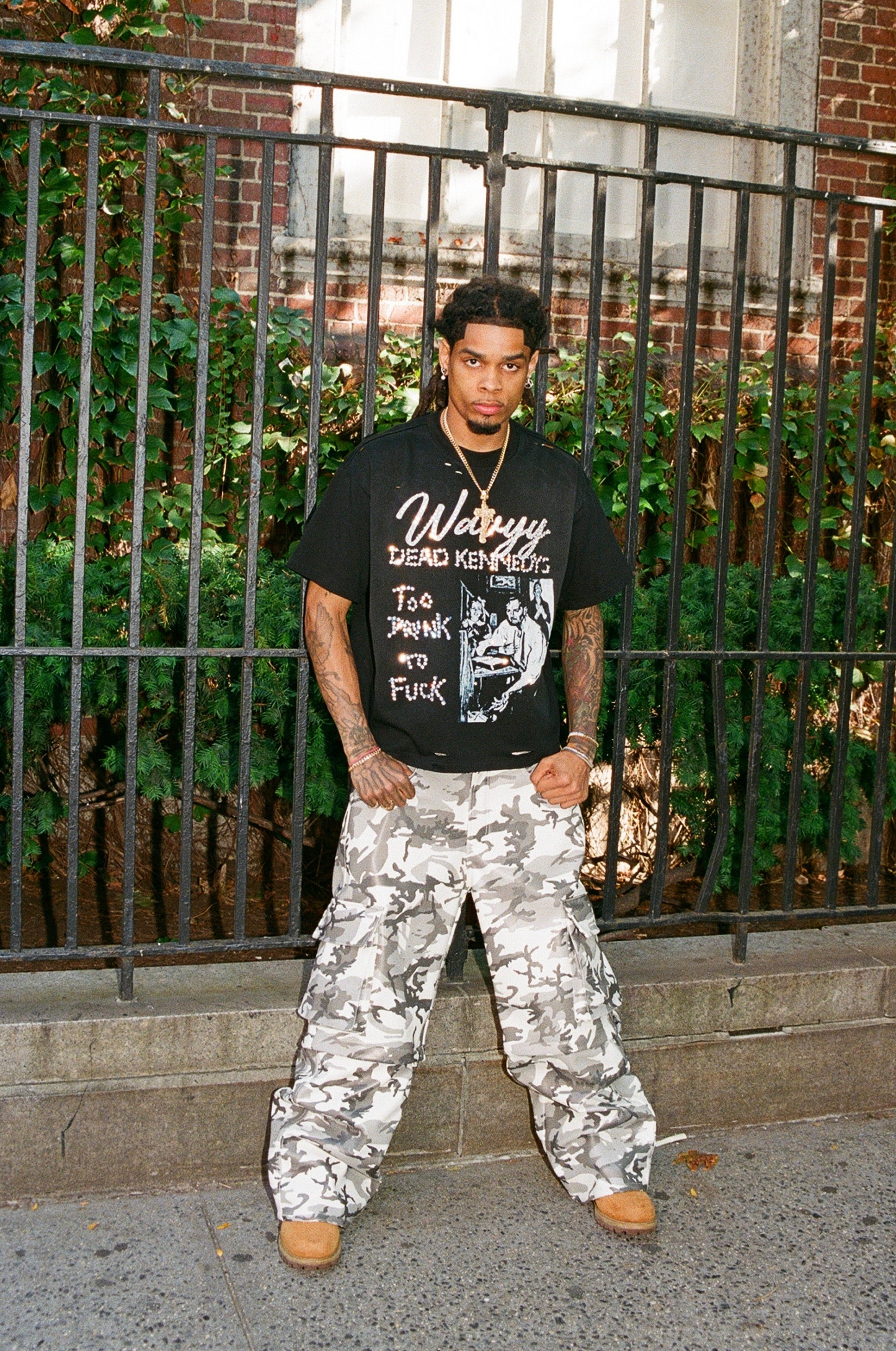 Snow Camo Leather Cargo Pants | Wavyy New York – WavyyNewYork