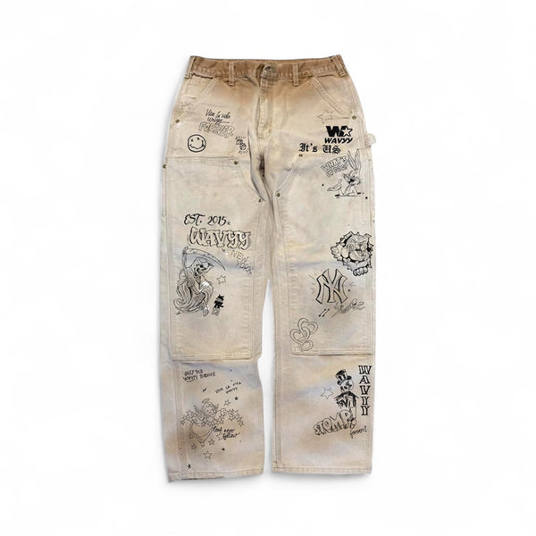 パンツ open Yy KNEE VELCRO GRAFFITI PANTS Graffiti Carpenter Pants | Wavyy New York – WavyyNewYork